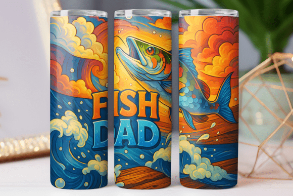 Fish Dad Father Tumbler Wrap 20oz Skinny Review