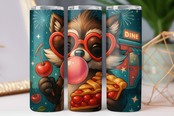 Pizza Raccoon Tumbler Wrap 20oz Skinny