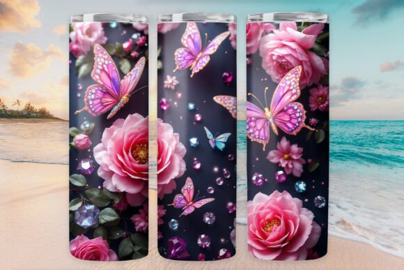 Rose Butterfly Tumbler Wrap 20oz Skinny Review