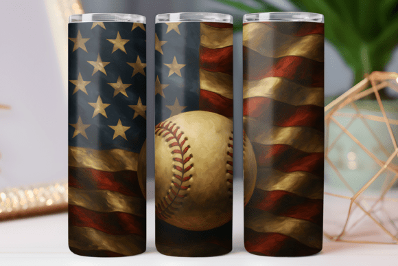 US Flag Baseball Tumbler Wrap 20oz Art Review