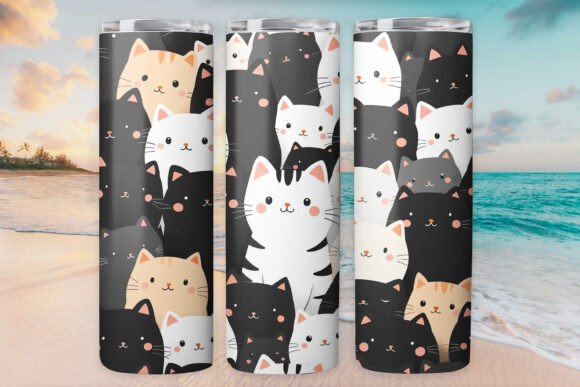 White Black Cat Kitty Tumbler Wrap 20oz Review